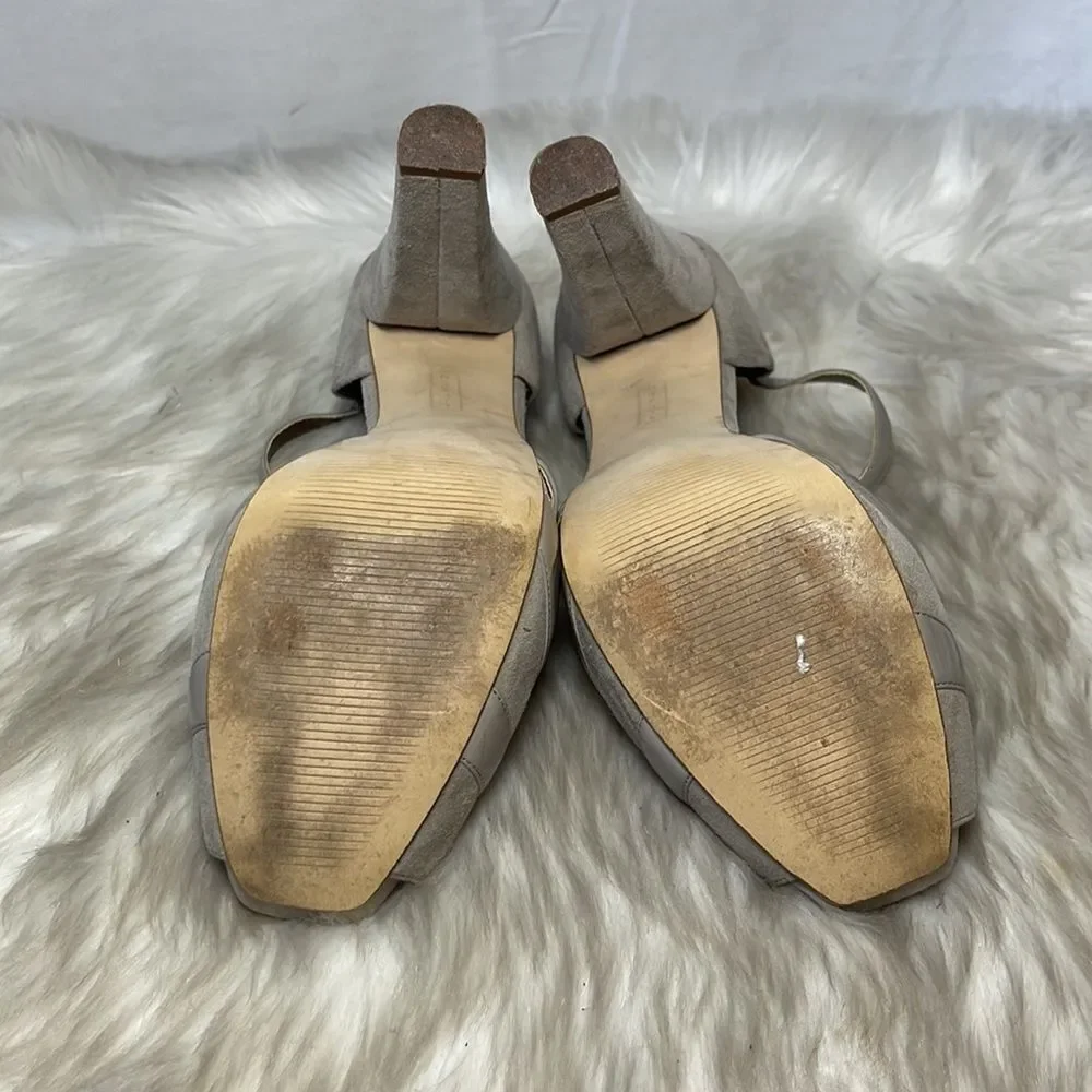 Steven By Steve Madden‎ Justyne Taupe Suede T-Strap Heels Sz 9